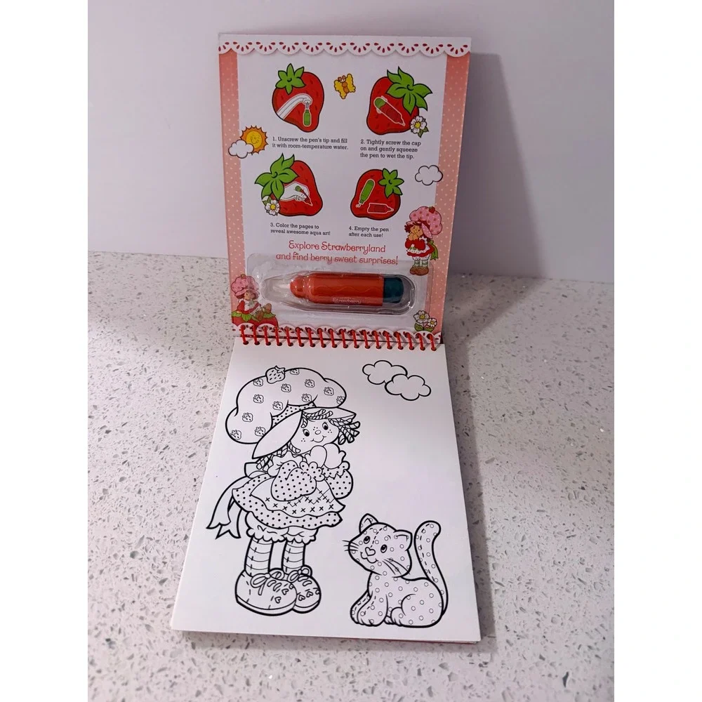 Strawberry Shortcake Aqua Art Pad Water Reveal Coloring Book 4 Reusable Boards
